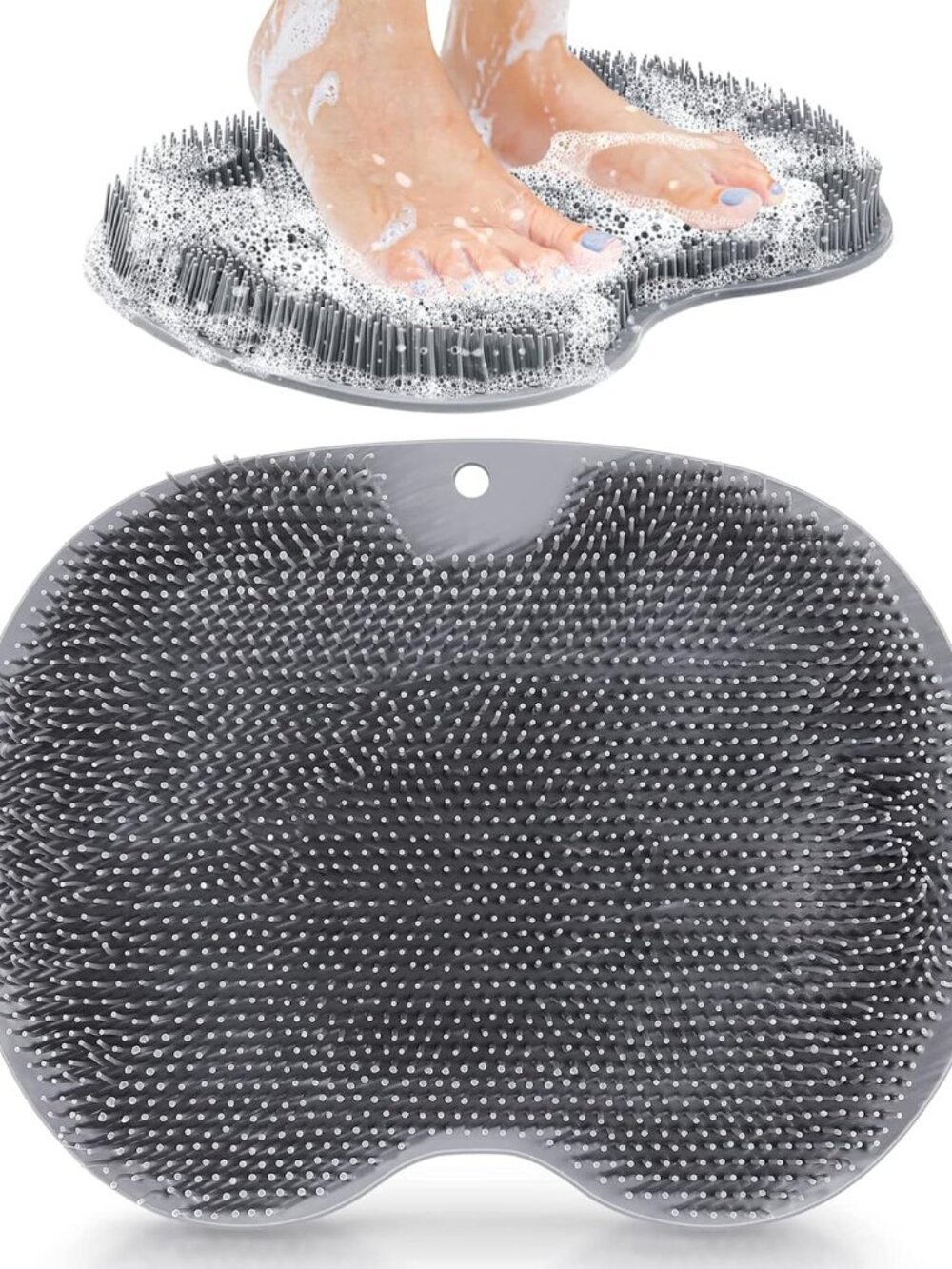 Silicone Foot & Body Scrubber with Non-Slip Suction Cups for Shower, Hand-Free,